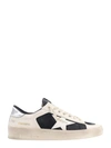 GOLDEN GOOSE MESH AND LEATHER SNEAKERS WITH LAMINATED DETAIL