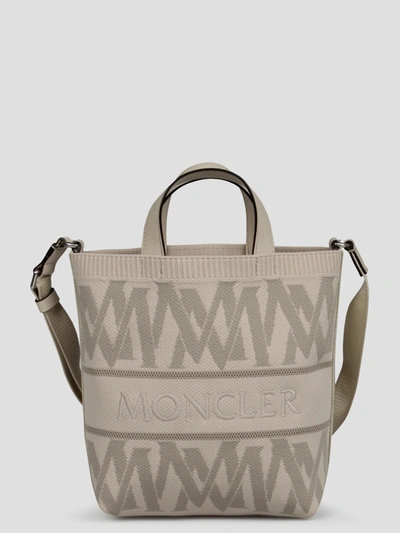 Moncler Mini Knit Tote Bag In Neutrals