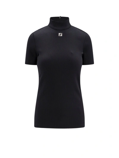 Fendi Lupetto Ribbed Jersey In Black