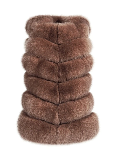 Wanan Touch Roxanne Brown Fox Fur Vest In Blue