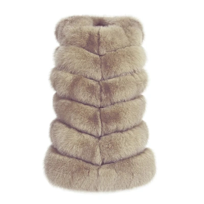Wanan Touch Roxanne Kaki Fox Fur Vest In Brown