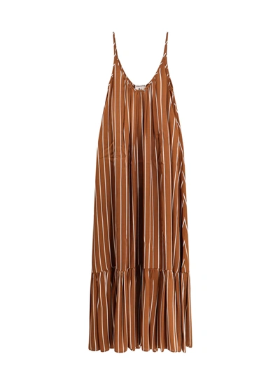 Semicouture Viscose Dress With Striped Motif In Brown