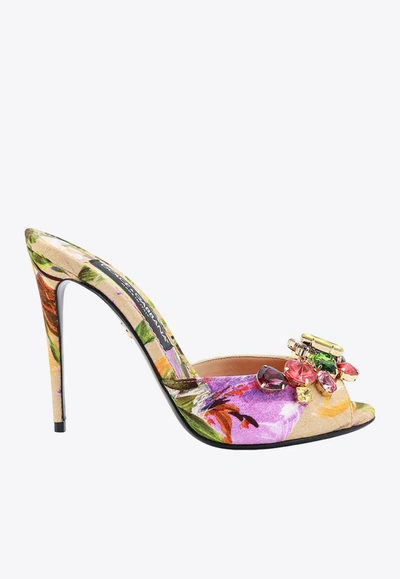 Dolce & Gabbana 105 Floral Print Sandals In Multicolor