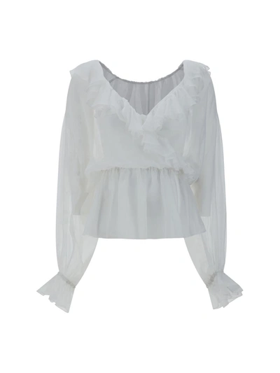 Dolce & Gabbana Chiffon Blouse With Ruffles In White