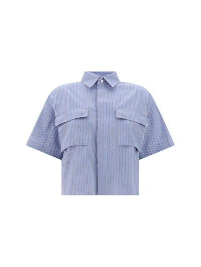 Sacai Thomas Mason X  Cropped Shirt In L/blue Stripe