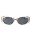 Versace Logo-plaque Oval-frame Sunglasses In 12666g Matte Silver