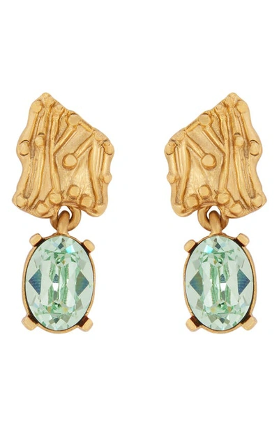 Oscar De La Renta Crystal Branch Drop Earrings In Peridot