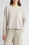 EILEEN FISHER JEWEL NECK LINEN & COTTON KNIT TOP