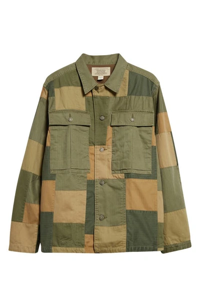 Double Rl Patchwork Cotton Work Jacket In Olive Multi -