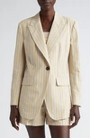 Brunello Cucinelli Stripe Blazer In C003 Beige/ Yellow