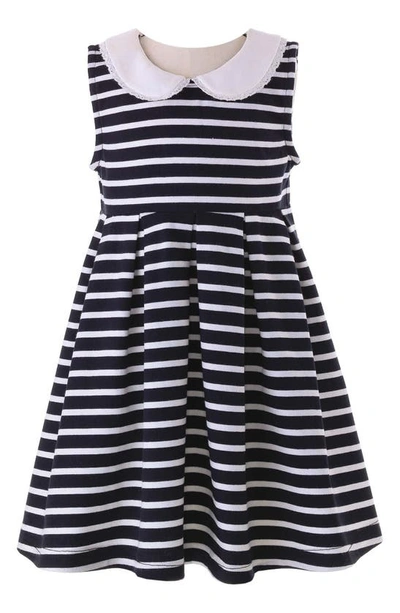 Rachel Riley Babies' Breton Stripe Sleeveless Cotton Dress In Navy