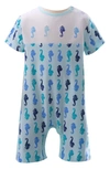 RACHEL RILEY SEAHORSE PRINT EMBROIDERED COTTON KNIT ROMPER