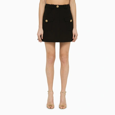 Balmain Black Wool Miniskirt Women