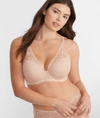 Camio Mio Lightly Lined Lace Plunge Bra In Beige