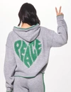 VINTAGE HAVANA PEACE JACQUARD SWEATER HOODIE IN GREY/FOREST