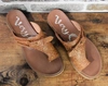 VERY G CARINA TOOLED SANDALS IN TAN