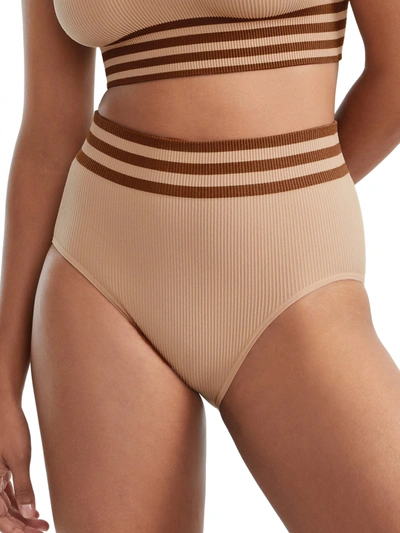 Bare Women's The Ribbed Seamless High-waist Brief In Brown