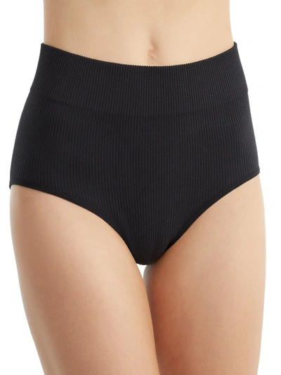 Bare The Ribbed Seamless High-waist Brief In Black