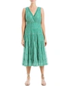 Max Studio V-neck Sleeveless Mesh Midi Dress In Green
