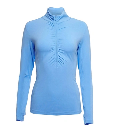 Ibkul Long Sleeve Ruched Mock Neck Top In Peri In Blue