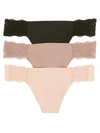 B.tempt'd By Wacoal B. Tempt'd By Wacoal Women's B. Bare Thong 3-pack In Black