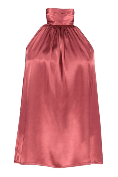 Bishop + Young Esme Tie Neck Halter Top In Rose Metallic In Pink