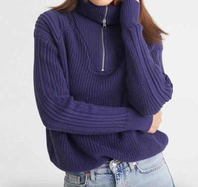 525 America Nina 3/4 Zip Sweater In Indigo In Blue