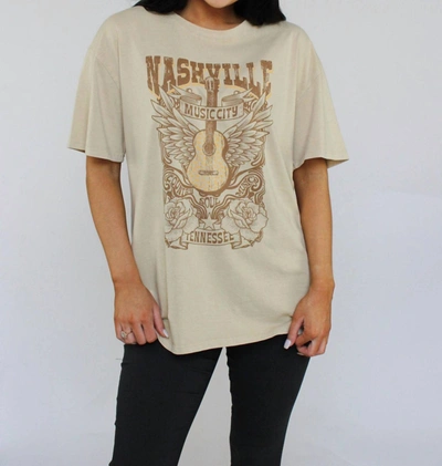 Très Bien Nashville Music City Graphic Tee In Taupe In Beige
