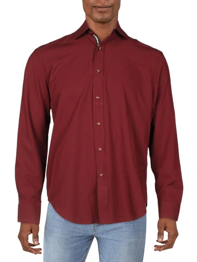 Society Of Threads Mens Collared Contrast Lining Button-down Shirt In Red