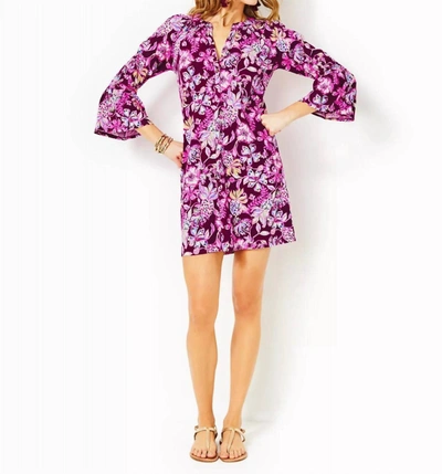 Lilly Pulitzer Norris 3/4 Sleeve Dress In Amarena Cherry Tropical With A Twist In Purple