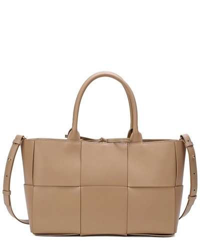 Tiffany & Fred Paris Woven Smooth Leather Tote In Beige