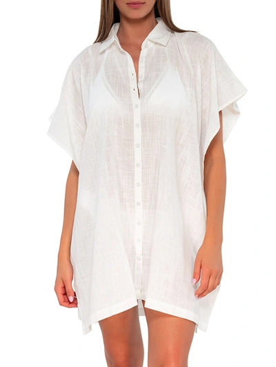 Sunsets Shore Thing Tunic Cover-up In White Lily