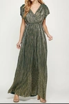 SEE AND BE SEEN METALLIC MAXI DRESS IN FOREST/GOLD
