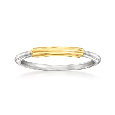 Rs Pure By Ross-simons Sterling Silver And 14kt Yellow Gold Bar Ring