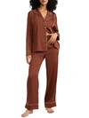 Bare Washed Satin Pajama Set In Brown