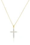 Diana M. 18 Kt Yellow Gold, 0.75" Diamond Rounded Off Cross Pendant Adorned With 0.27 Cts Tw Of Round Diamond In Yellow
