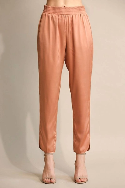Gigio Straight Leg Satin Pants In Rose Clay In Pink