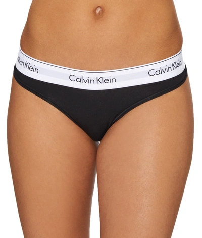 Calvin Klein Modern Cotton Thong In Black