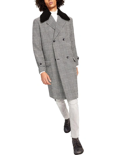 Inc Ashton Mens Faux Fur Trim Midi Pea Coat In Grey