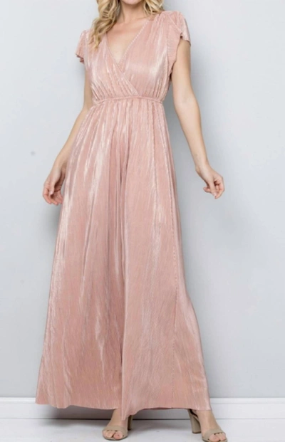 See And Be Seen Metallic Maxi Dress In Pink/gold