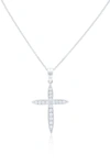 Diana M. 18 Kt White Gold, 1.5" Diamond Rounded Off Cross Pendant Adorned With 0.60 Cts Tw Of Round Diamonds In White