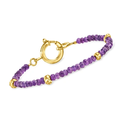 Ross-simons Amethyst Bead Bracelet With 18kt Gold Over Sterling In Purple