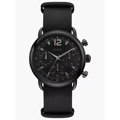 Guess Men's Outback Silver Dial Watch In Black