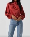 Astr Veronica Satin Cutout Top In Rust In Red