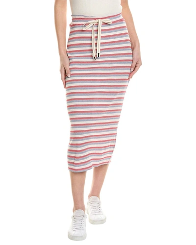 Stateside Textured Thermal Stripe Drawstring Tube Midi Skirt In Beige