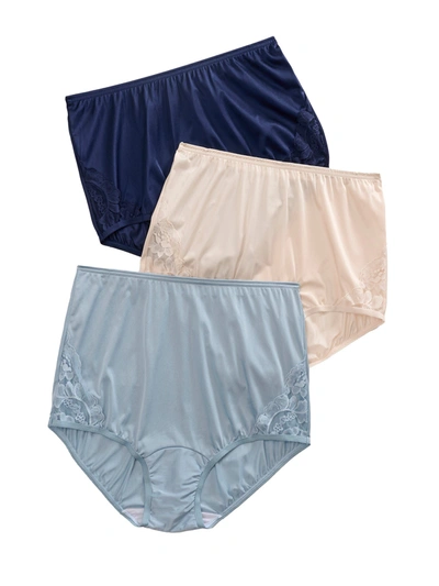 Vanity Fair Lace Nouveau Brief 3-pack In Navy,blue,nude