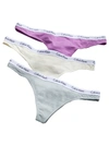 Calvin Klein Carousel Cotton 3-pack Thong Underwear Qd3587 In Purple Assorted