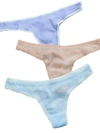 On Gossamer Mesh Hip G Thong Solids 3-pack In Dahlia,cerulean,cham