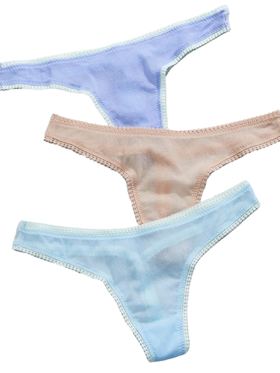 On Gossamer Mesh Hip G Thong Solids 3-pack In Dahlia,cerulean,cham