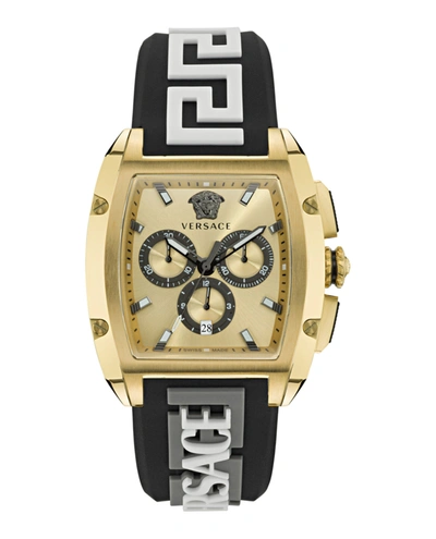 Versace Dominus Chronograph Watch In White/gold Tone/black